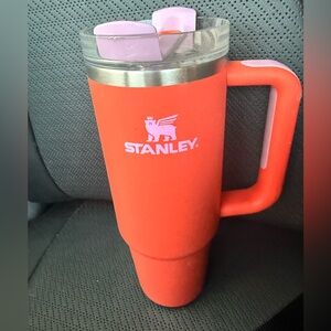 Stanley Bright Orange Travel Mug with Pink Accents